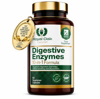 Royal Oak Health Digestive Enzymes - Broad Spectrum 10 in-1 Formula - with Amylase, Protease, Lipase, Papain & Bromelain - 60 Vegan Capsules, UK Made