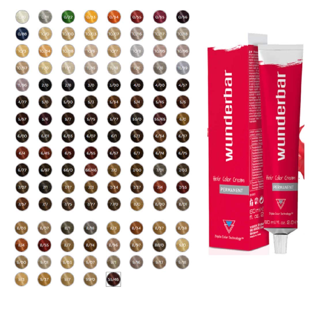 WUNDERBAR - PERMANENT HAIR COLOUR CREAM - FULL RANGE 60ML (11/16)