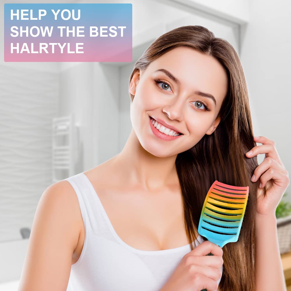 URAQT Hair Brush, Boar Bristle Paddle Hairbrush for Women, Soft Massage Hair Comb, Detangle Hair Brush for Long Thick Curly Hair, Reducing Hair Breakage and Frizzy Gradient