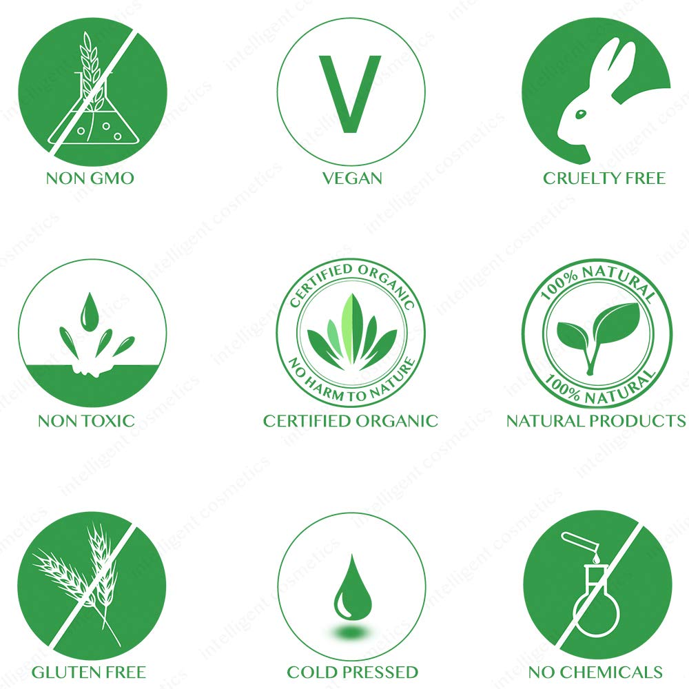 intelligent cosmetics Rosehip Oil & Jojoba Oil 100% Cold Pressed Pure Certified Organic Oil 100ml in Each Bottle, Natural Vitamin E, Vitamin C, for Face, Hair, Nails, Body