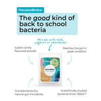 PrecisionBiotics Alflorex Children 12 Week Plan - Gut Health Probiotic Supplements with Unique Bifidobacterium Longum Bacteria Strain 35624 - Probiotics for Children Ages 3+ - Vanilla Flavour - 90 Powder Sachets