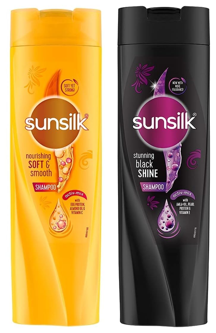 Generic Nourishing Soft & Smooth Shampoo 360 ml&Sunsilk Stunning Black Shine Shampoo 360 ml, With Amla + Oil & Pearl Protein, Gives Shiny, Moisturised, Fuller Hair