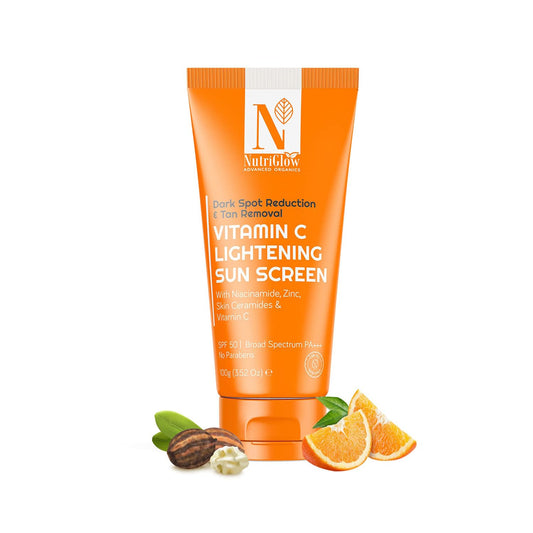 NUTRIGLOW Advanced Organics Vitamin C Lightening Sunscreen SPF50 PA+++ for Sun Protection, Quick Absorb, All Skin Types, 3.5 Oz