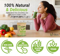 Hion Super Greens Powder | 11 Superfoods incl. Wheatgrass, Spirulina, Chlorella & Green Tea | Energy, Gut & Immune Support | No Fillers | Vegan & Gluten-Free | 60 Servings | Award-Winning & UK Made