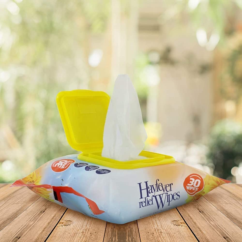 ZOPPER Hayfever Allergy Relief Wipes | Hayfever Wipes | Natural Remedy for Hay Fever -Resealable Pack - Suitable for Face and Hands | Wipes Travel Pack 3 Pack (90 Wipes)