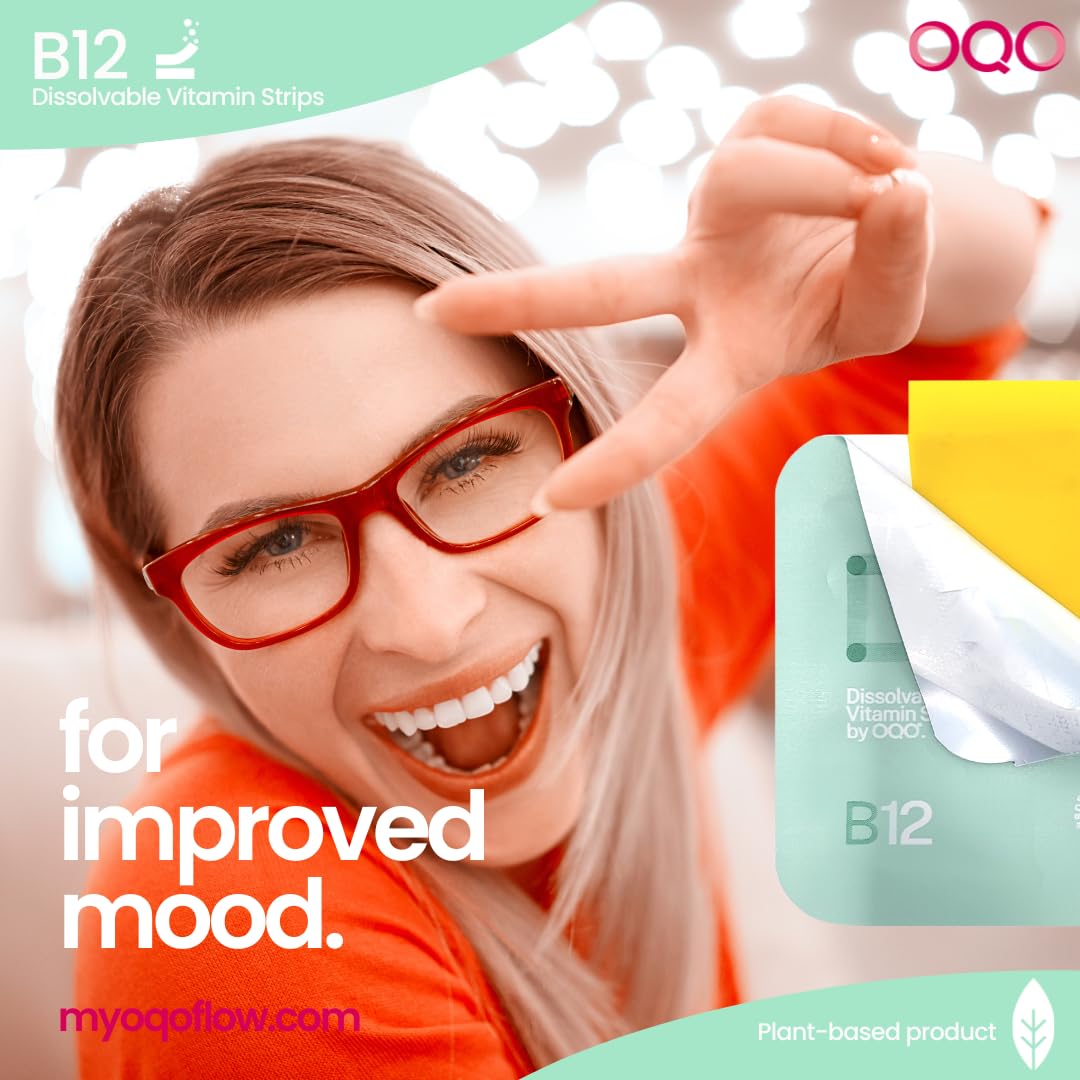 OQO Diso Vitamin B12 (1500mcg) Energy Supplement, Tin of 30 Oral Dissolvable Strips, Fast Absorption, Help Reduce Fatigue & Tiredness, Vegan, Sugar-Free - Orange Mint Flavour