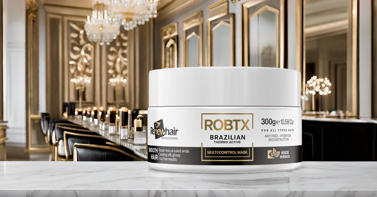 RENEW HAIR PROFESSIONAL Renew hair Professional ROBTX Vegan Brazilian Hair Treatment Mask – Anti-Frizz, Thermo-Active, smart Formula for Volume Control, Shine & Softness – 300g