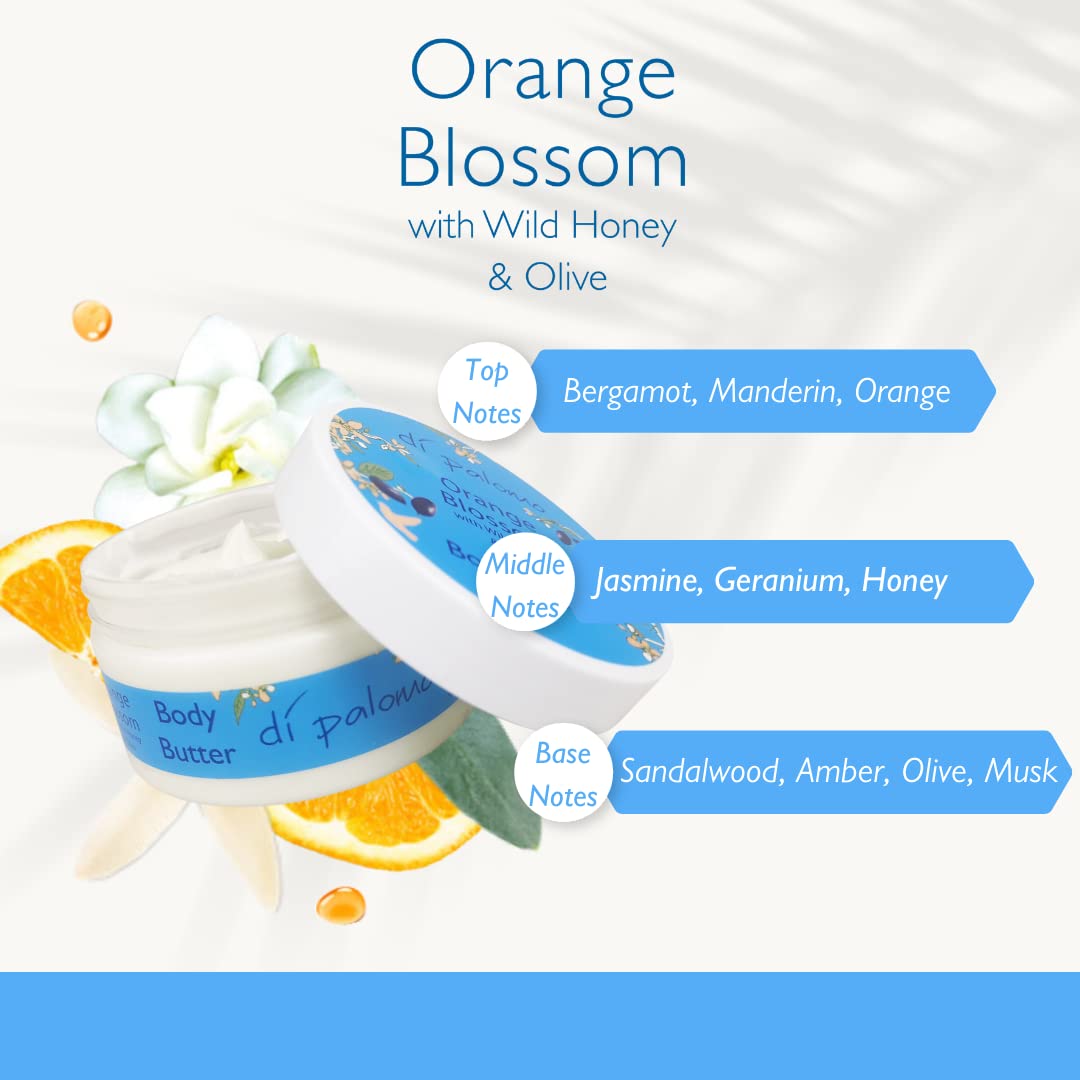 Di Palomo Orange Blossom & Honey Body Butter 200ml. Body Moisturiser & Body Lotion. Shea Butter Body Butter with Skin Care. Body Butter for Women & Body Moisturiser for Women. Body Creams for Women.
