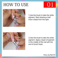 Honey Joy Oblique Head French Tip Nail Brush Black Handle UV Gel Acrylic Painting Drawing Pen Pack of 1, HJ-NB078