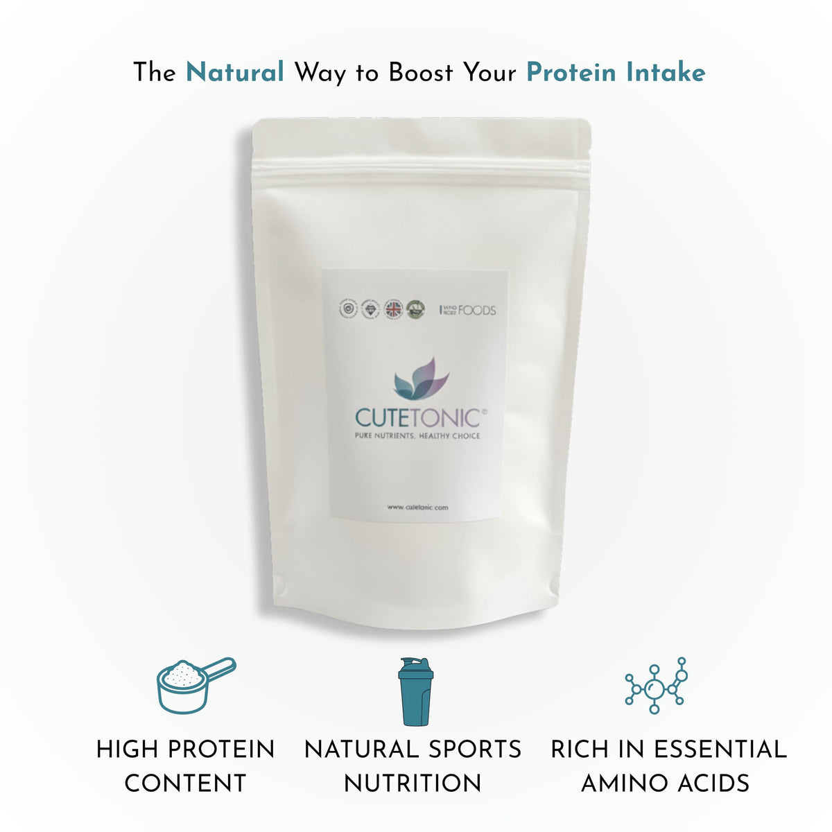 Cutetonic® Organic Rice Protein Powder 100% Pure (500g)