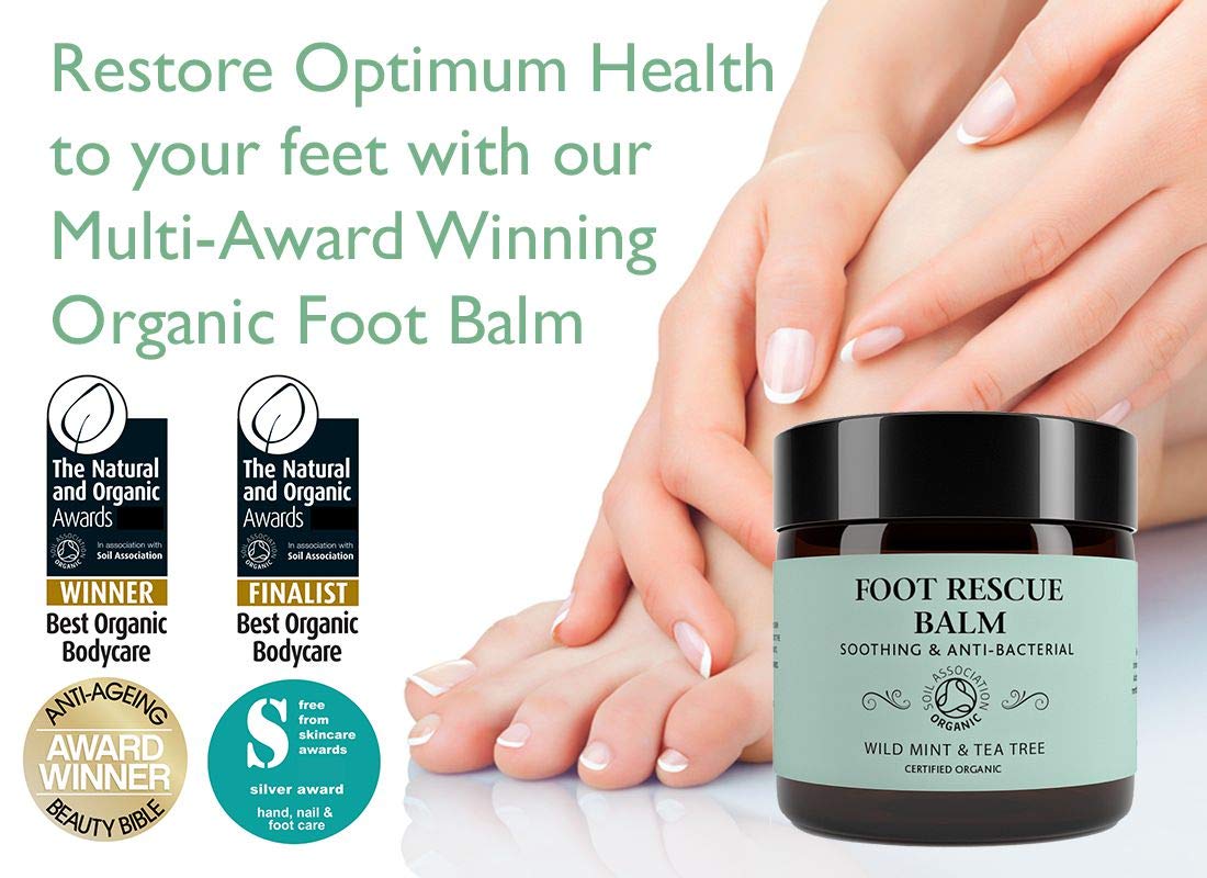 Botanicals Rescue Foot Balm for Cracked Heels, Dry Skin, Anti-fungal Vegan Organic Repair Cream for Athletes Foot Treatment, Diabetics, Mint & Tea Tree