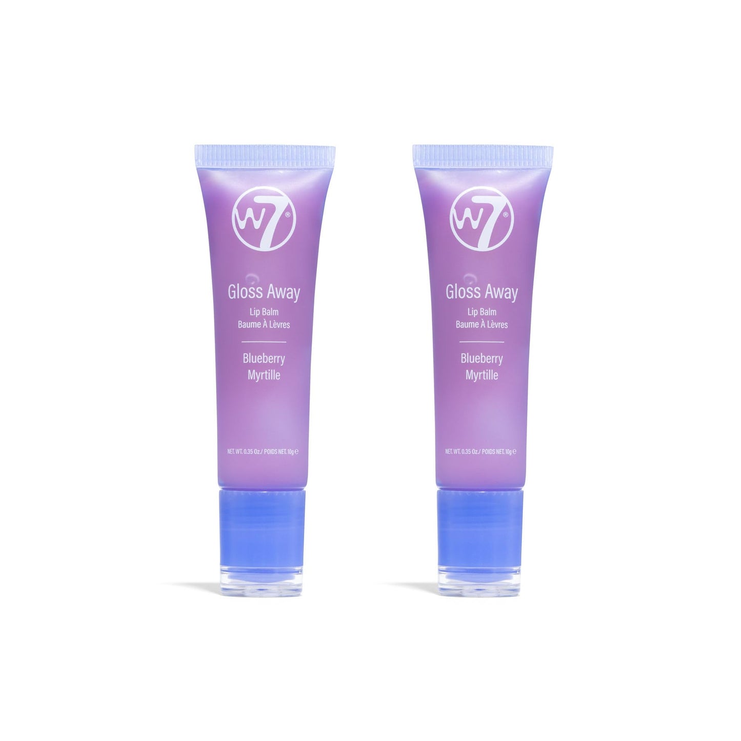 W7 Gloss Away Lip Balm - 2Pcs - Nourishing Lip Balm Formula With Shea Butter - Blueberry
