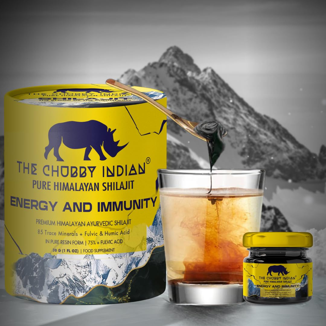 The Chubby Indian® Shilajit Resin, 100% Pure Himalayan Lab Tested 30g, High Fulvic & Humic Acid, Magnesium Supplements, Melatonin, Electrolytes, Shilajit, Vitamin D, Natural Vitality Booster, 1 Box