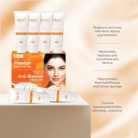 VLCC Papaya Fruit Facial Kit Glowing, Blemish Free Skin | With Papaya, Cucumber, Peach, and Orange Peel Extracts | Glowing at Home Facial Kit - 60g