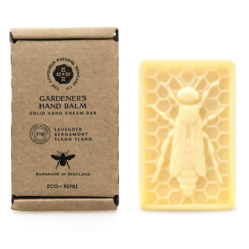The Edinburgh Natural Skincare Company Ltd. Gardener's Eco-Refill Luxury Solid Hand Cream Bar – 100% Natural Moisturiser for Very Dry Hands | With Beeswax, Cocoa Butter & Coconut Oil | 50g | Packaging May Vary