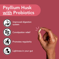 Powerful 4000mg Psyllium Husk Fibre with Probiotics – 20 Billion CFU with 10 Strains – Natural Easy to Absorb Fibre from Plantago Ovata Seeds - 120 Capsules to Promote Regularity & Digestive Health