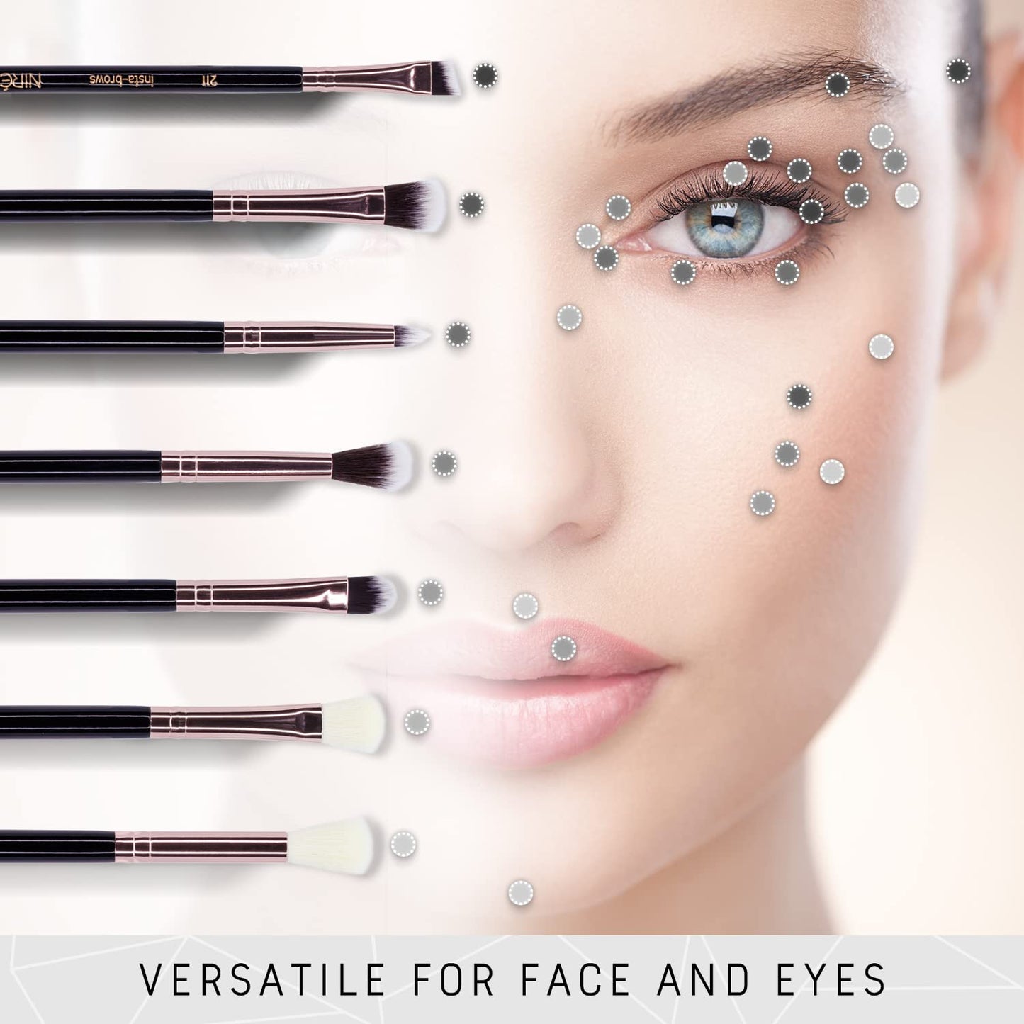 Niré Beauty Eye Brush Set - Award Winning Eye Makeup Brushes for Eyes and Brows Including Eye Shadow Brush Set, Eyebrow Brush and Tweezers