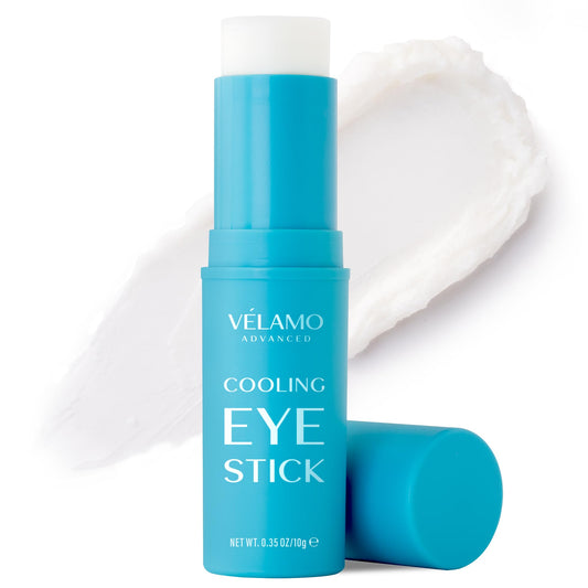 VELAMO ADVANCED Cooling Eye Balm Stick with Caffeine: Under Eye Cream for Dark Circles Puffiness Eye Bags - Instantly Cooling, Hydrating & Brightening - Portable & Perfect for On-the-go Use 10g