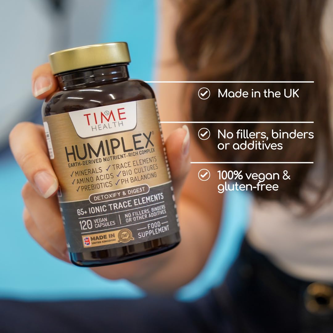 Time Health Humiplex™ - Humic Multi-Nutrient Complex - Minerals, Trace Elements, Amino Acids, Probiotics & Prebiotics - pH Balance, Detox & Digestion - UK Made - Zero Additives - Vegan - 120 Capsules