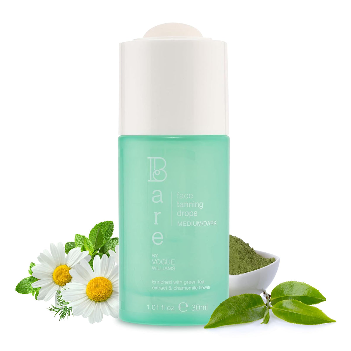 Bare by Vogue Bare By Vogue Face Tanning Drops - Medium/Dark, Customisable Sun-Kissed Glow - Infused with Green Tea, Chamomile, and Pomegranate Extract - For Smooth, Hydrating & Radiant Skin (30ml)