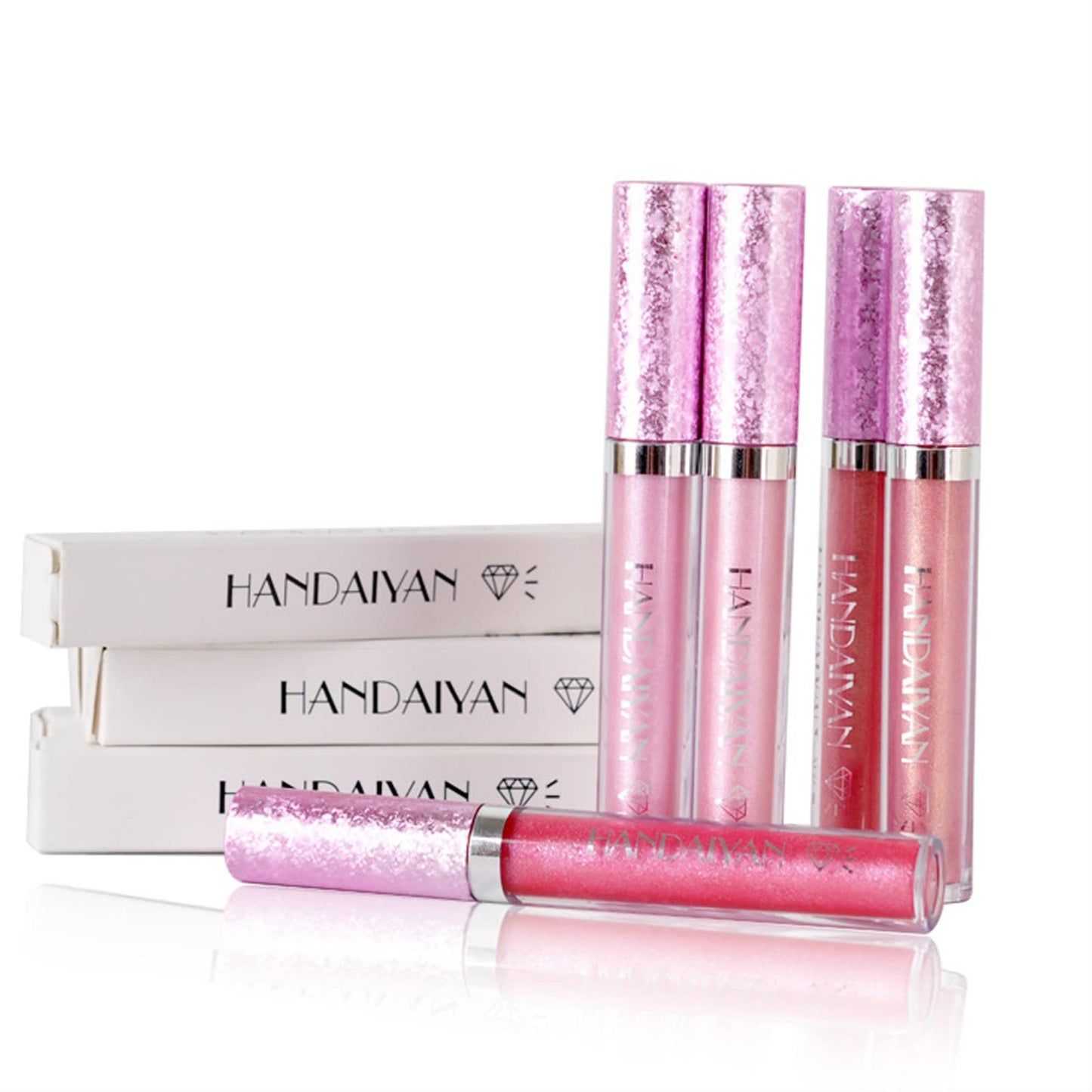 GEEWHILE Lip Gloss Metallic Lipstick Glitter Lipgloss, Shimmer Non-Stick Cup Light Pink Lip Gloss, Lipsticks for Women Long-Lasting Waterproof Metallic Shimmer Liquid Lipstick Sparkle (#02)