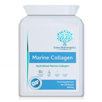 swiss bioenergetics Marine Collagen 600mg 60 Capsules - Highly Bioavailable Naticol® Type 1 Produced by enzymatic hydrolysis ensuring The Highest Levels of oligopeptides with Maximum Purity