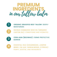 Origin - Organic Beef Tallow Skin Care. Whipped cream balm for adults and baby. Barrier skin food for dry skin eczema rosacea menopausal. (Cedarwood, Juniper, Fir needle, Sandalwood)