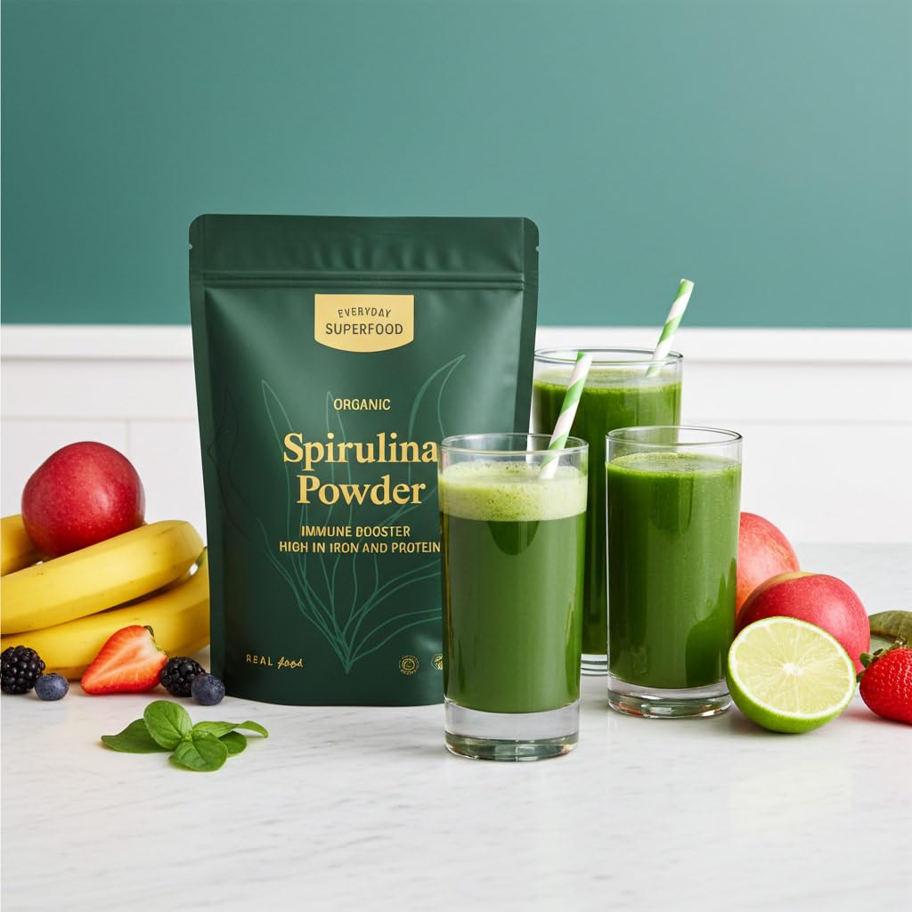 Everyday Superfood Organic Spirulina Powder 50g | Heavy Metal Tested | Fine Grade Suitable for Smoothies and Juice