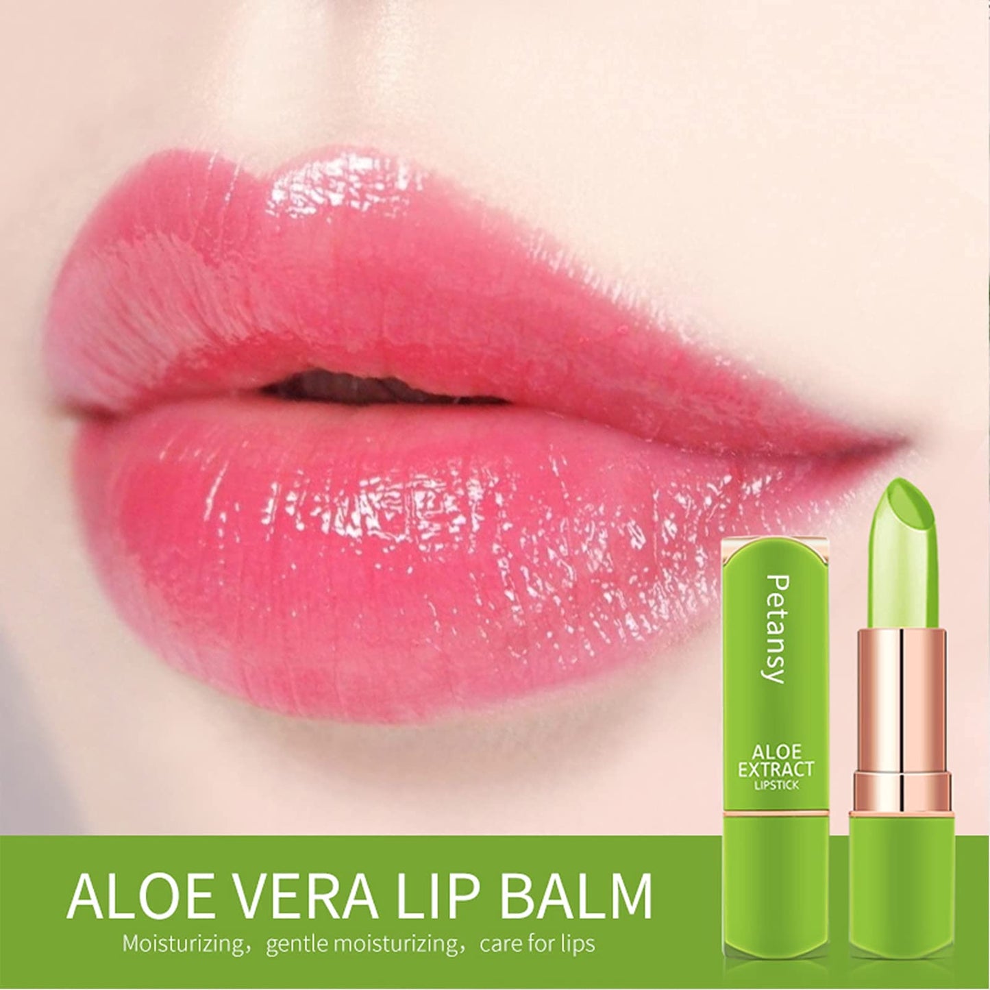Petansy 3 Packs Aloe Vera Lipstick , Lips Moisturizer Long Lasting Nutritious Lip Balm Magic Temperature Color Change Lip Gloss-Set(A)