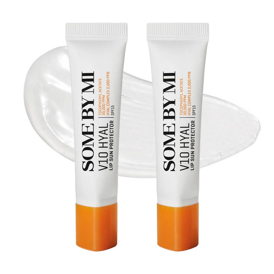 SOME BY MI V10 Hyal Lip Sun Protector 7ml Duo_SPF 15_Clear(original)_Hydrating Lip Balm with Shea Butter,Vitamins and Hyaluronic Acid_Moisture Protection_Reduching Wrinkles_Koeran skincare