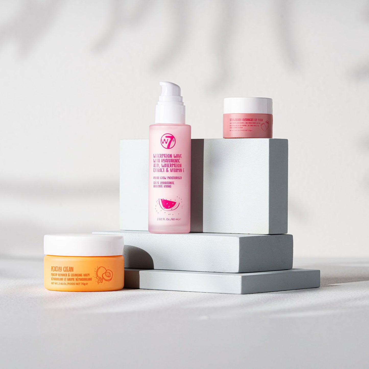 W7 Peachy Clean Makeup Removal, Aftercare & Cleansing Set - Remove Makeup, Moisturise & Soothe Skin and Lips - Including Sweet Dreams Overnight Lip Mask and Watermelon Wave Hydro-Glow Moisturiser