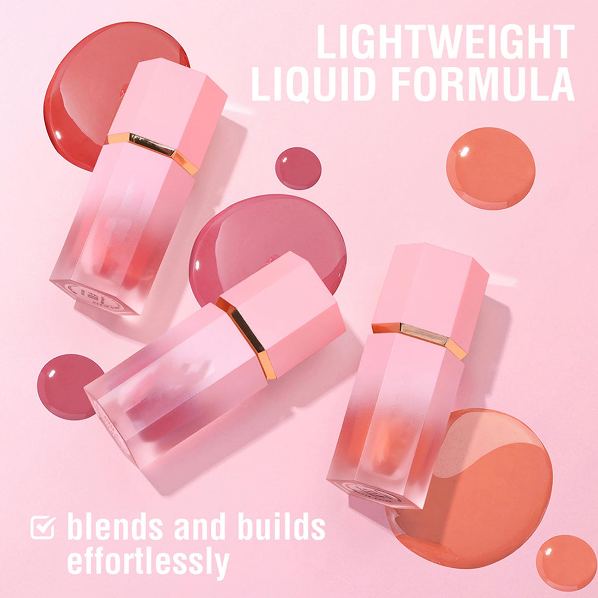 KTouler 3 Pcs Blush Stick Blush Makeup,Lightweight, Cream Blush Long Lasting Moisturizing,Liquid Blush Beauty Wand for Women(#101,#103,#107)