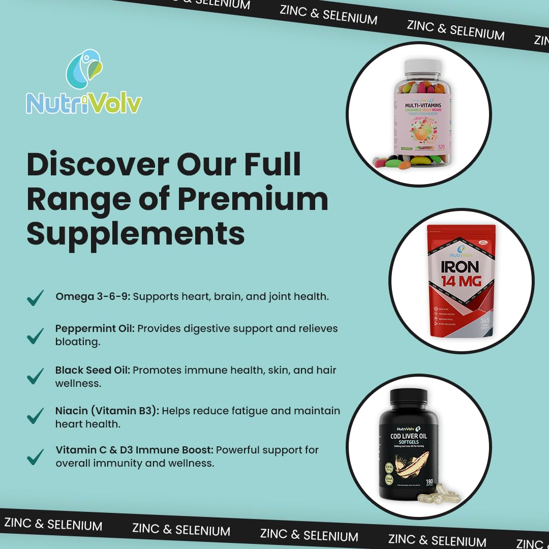 Zinc 15mg & Selenium 200mcg | 120 Tablets | Zinc Picolinate & Selenomethionine (Most Bioavailable Form) | Immune Support | by NutriVolv