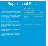 Metabolics Vitamin D3 and K2 2500 IU | Vegetarian Vitamin D Supplement | High Quality Vitamin D and K2, Increased Vitamin D Absorption, In Vegetable Capsules- Manufactured In The UK, Supports Healthy Bones, Teeth and Cell Division- No Caking Agents