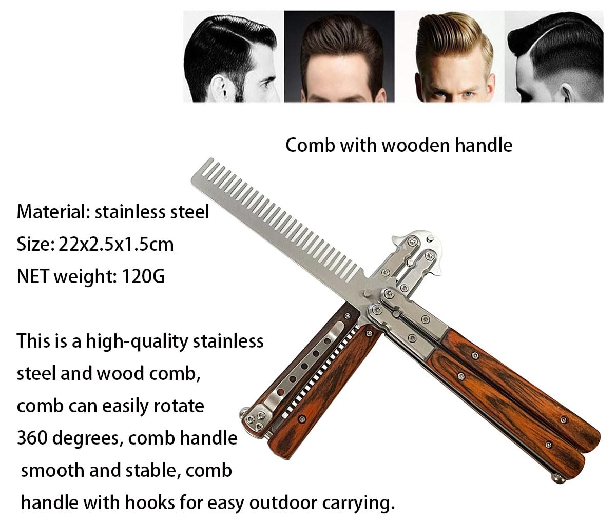 DYBADYSA 1 Pcs Metal Stainless Steel Durable Folding Butterfly Comb Gift Set