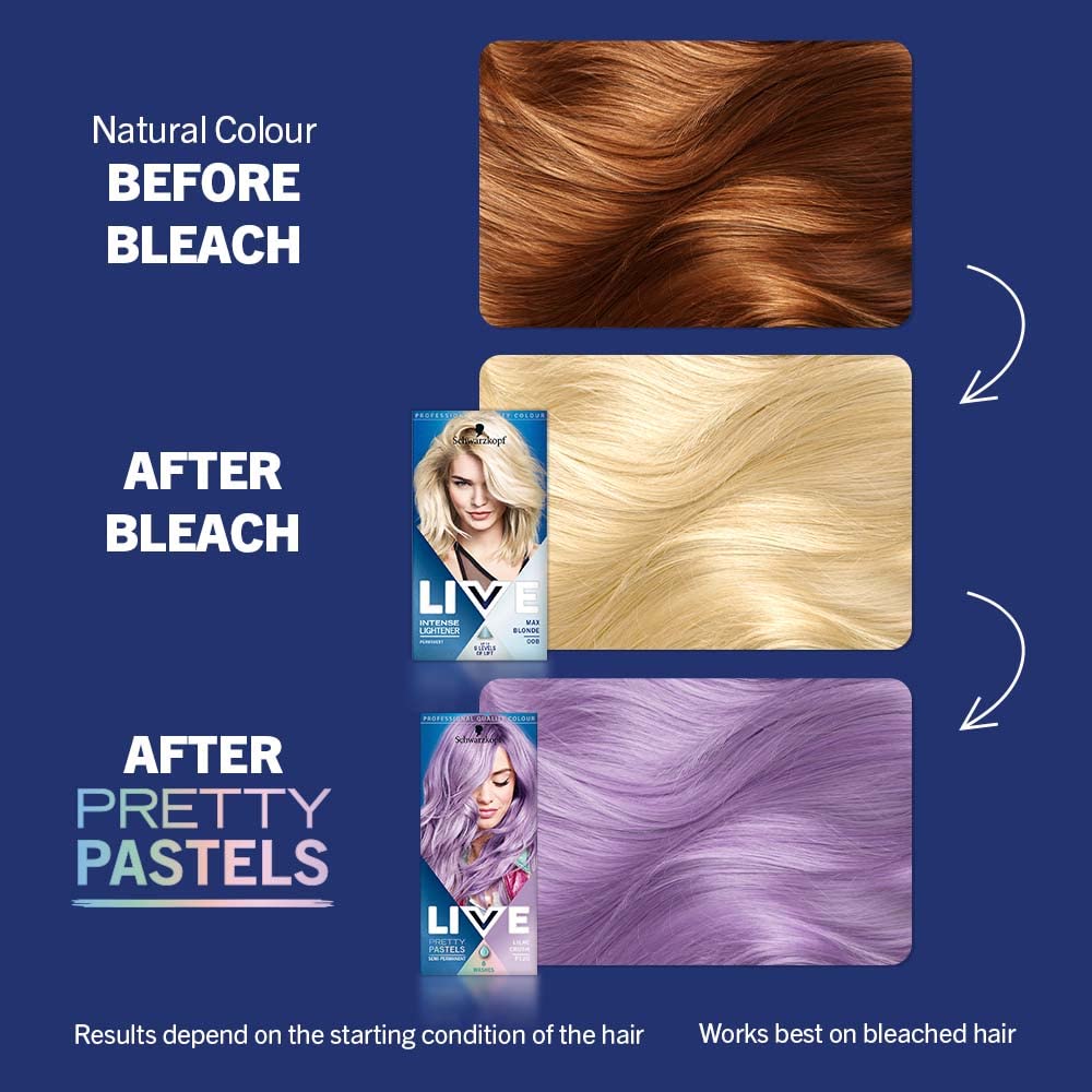 Schwarzkopf LIVE Pretty Pastels Semi-permanent Purple Hair Dye, Lasts Up To 8 Washes - Lilac Crush P120