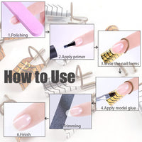 Roshevy 10 PCS Nail Forms Aluminum Nail Art Forms Tips Reusable Nail Extension Guide Protector Nail Accessories Manicure Tool for Acrylic UV Gel French Nail Art Salon Home Use
