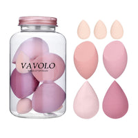 VAVOLO 7 PCs Pink Series Multi-color Makeup Sponge Set, Foundation Blending Beauty Blender, Flawless for Liquid Creams and Powders (A-Pink)