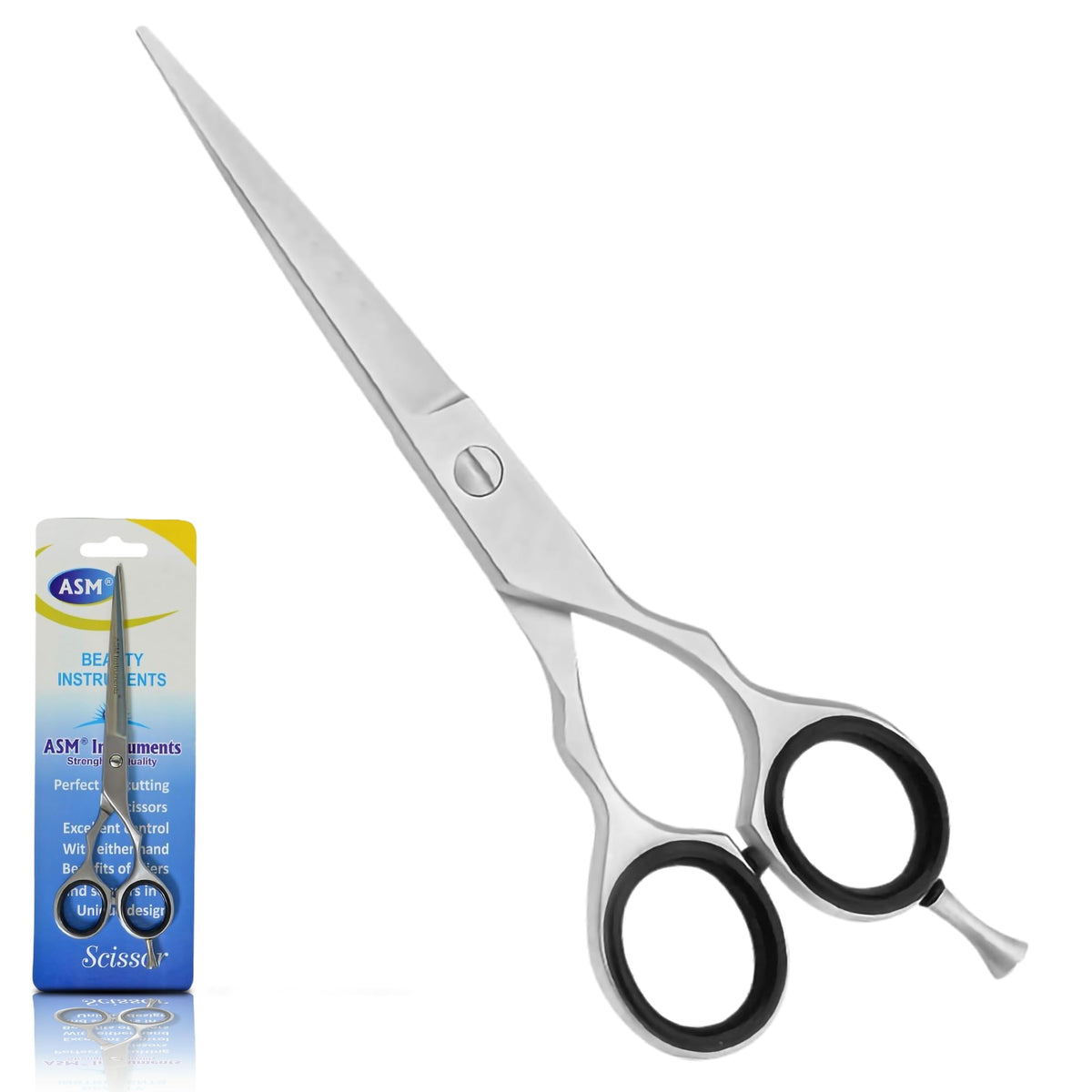 Asm Instruments ASM Professional Hairdressing Scissors Barber Salon Scissor - Heavy Duty Stainless Steel Barbers Scissor for Crafting, Beard & Hair Cutting 6.5" - Perfect Christmas Gifts for Women & Men (Silver)