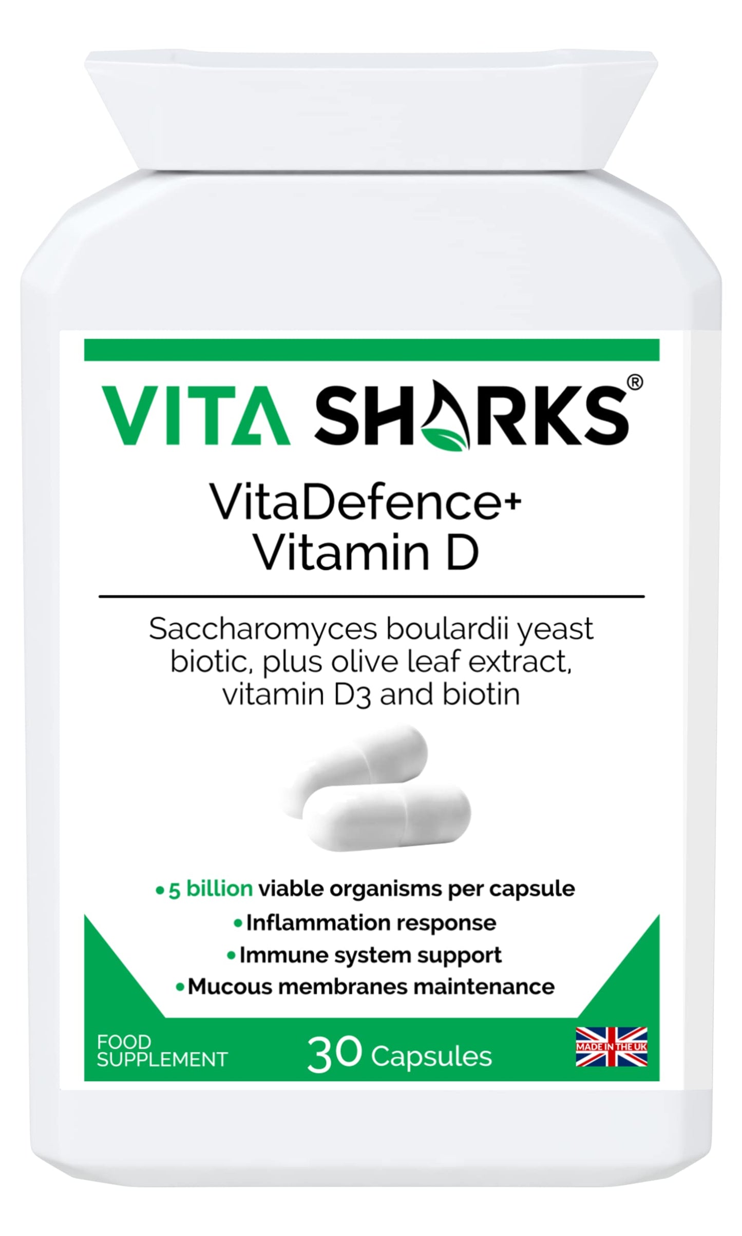 VitaDefence+ Vitamin D Complex - Immune Defence Boosting Formula | Biotin to Support Healthy Blood, Calcium, Bones, Muscle, Teeth & Organs | Saccharomyces boulardii Yeast