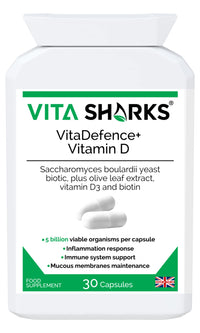 VitaDefence+ Vitamin D Complex - Immune Defence Boosting Formula | Biotin to Support Healthy Blood, Calcium, Bones, Muscle, Teeth & Organs | Saccharomyces boulardii Yeast