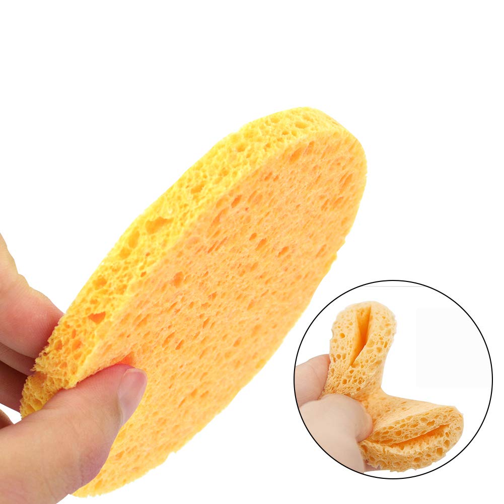 Zngou 12Pcs Large Facial Sponges Reusable Natural Round Puff Mask Cleansing Sponges Make Up Remover Cellulose Pads for Face Wash Facial Cleaning SPA