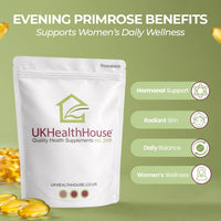 UKHealthHouse Evening Primrose Oil – EPO Capsules, 1000mg x 60 Softgels – High Strength Omega 6 GLA Content – Great for Skin, Immune System, Hormonal Pain, Hot Flushes & Women’s Health