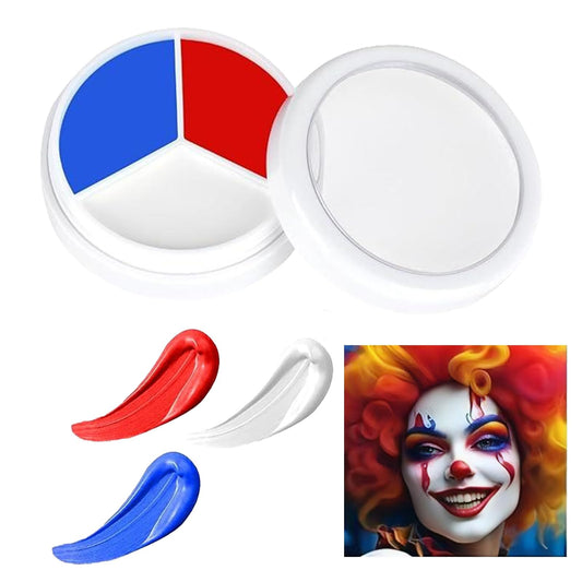 NoraGlaze 3 In 1 Face Body Paint Set - 3 Color Wheel for Special Effects SFX Makeup - Non-Toxic Face Paint for Zombie Clown Vampire Halloween Safe for Sensitive Skin Waterproof Easy to Wash Off