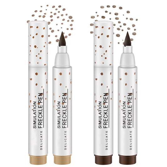 GMHLLES 4PCS Freckle Pen, Natural Lifelike Freckle Makeup Pen, Fake Freckles Waterproof and Long-Lasting for All Skin Types(Light&Dark Brown)