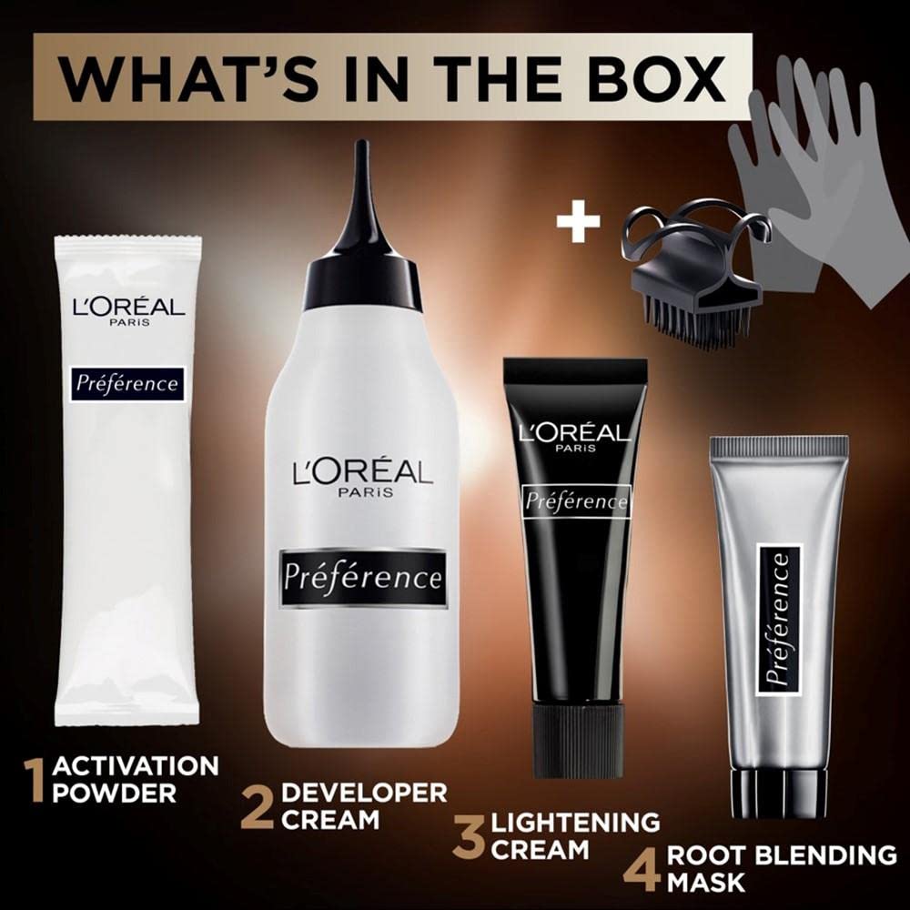 L’Oréal Paris Luminous Graduation Ombré Kit, Shade 104 for Brown to Dark Brown Hair, Anti-brass Care, Expert Brush Included, Preference Techniques Les Ombrés, 1 Application