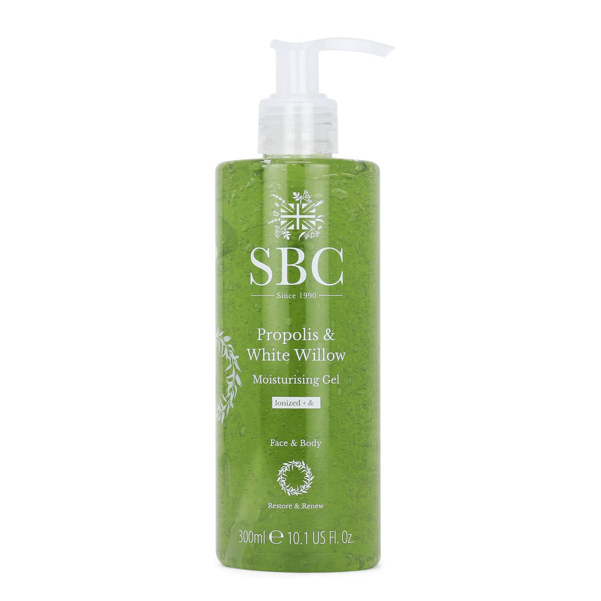 SBC Skincare Propolis & White Willow Moisturising Gel 300ml, Lightweight, Face and Body Gel Moisturiser for Sensitive, Reactive or Blemish-Prone Skin