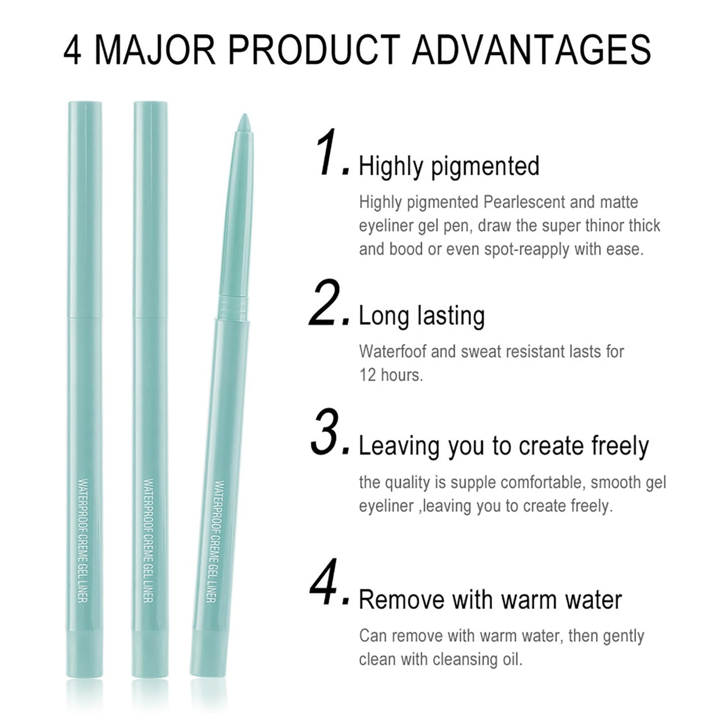 Maggikey Matte Gel Colored Eyeliner, Provides Long - Term Wear, Water - Resistant, Sweat - Resistant Pencil In Cyan - A Great Makeup Tool