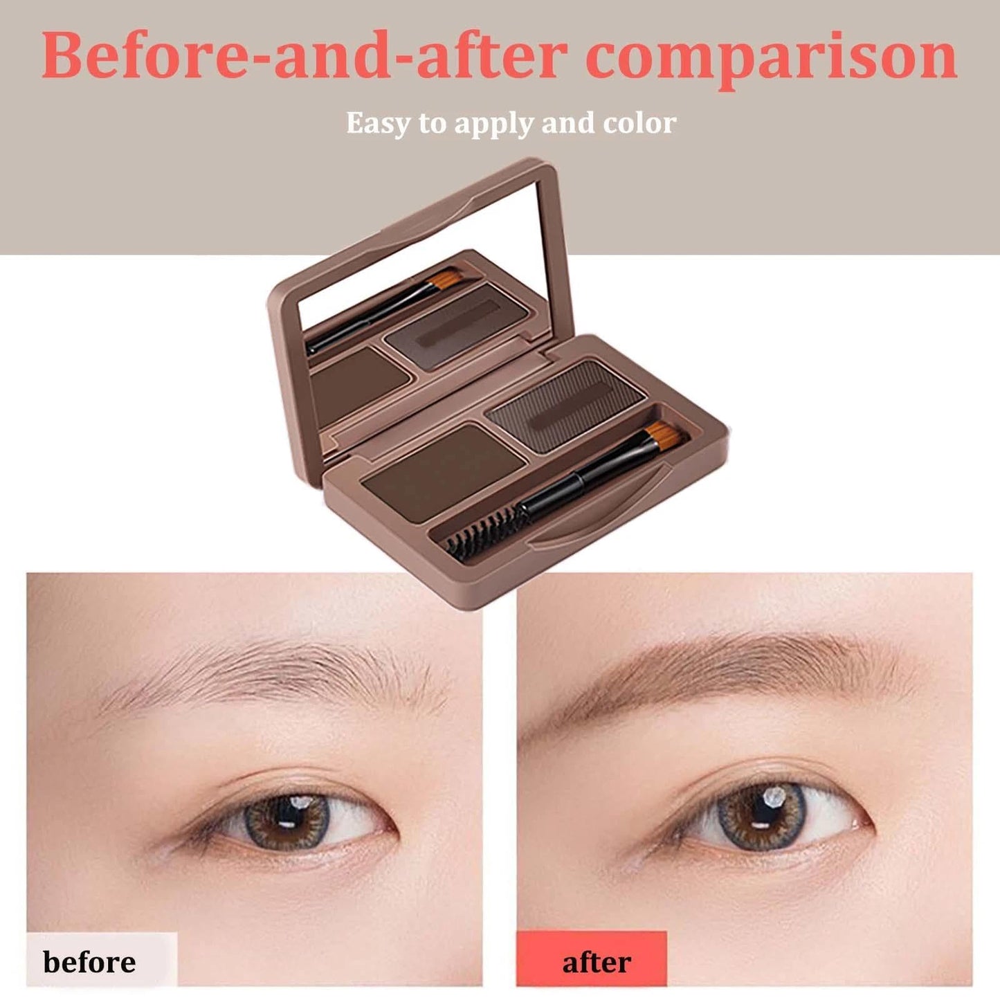 2in1 Eyebrow Powder Kit with Palette, Pencil, Pomade & Tint - Medium Brown & Dark Brown Shades for Dye, Touch Ups & Contouring of Brows, Hairline & Face