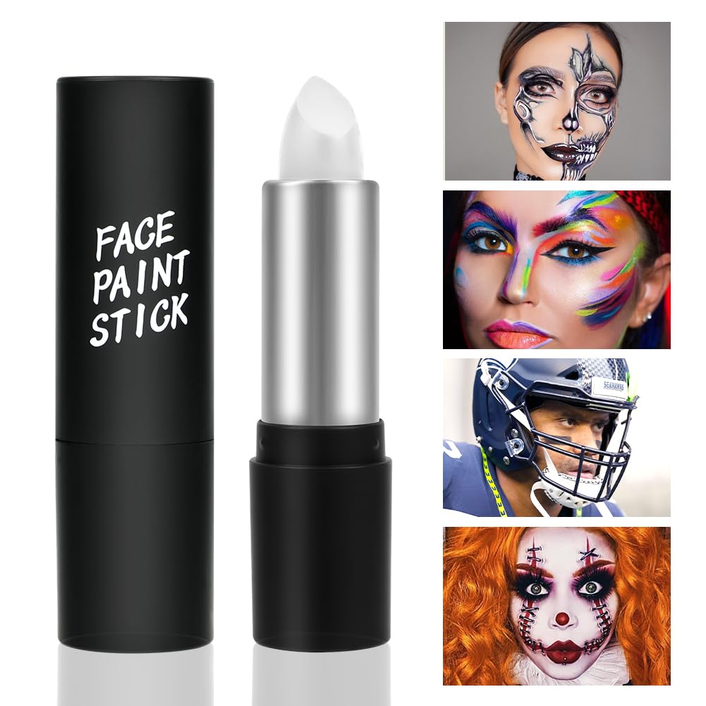LOPHE Face Paint Stick, White Eye Body Paint Stick for Softball Football Baseball Lacrosse, Non Toxic Makeup Stick for Adults Kids Halloween Cosplay, Sport Oil-based Painting Stick